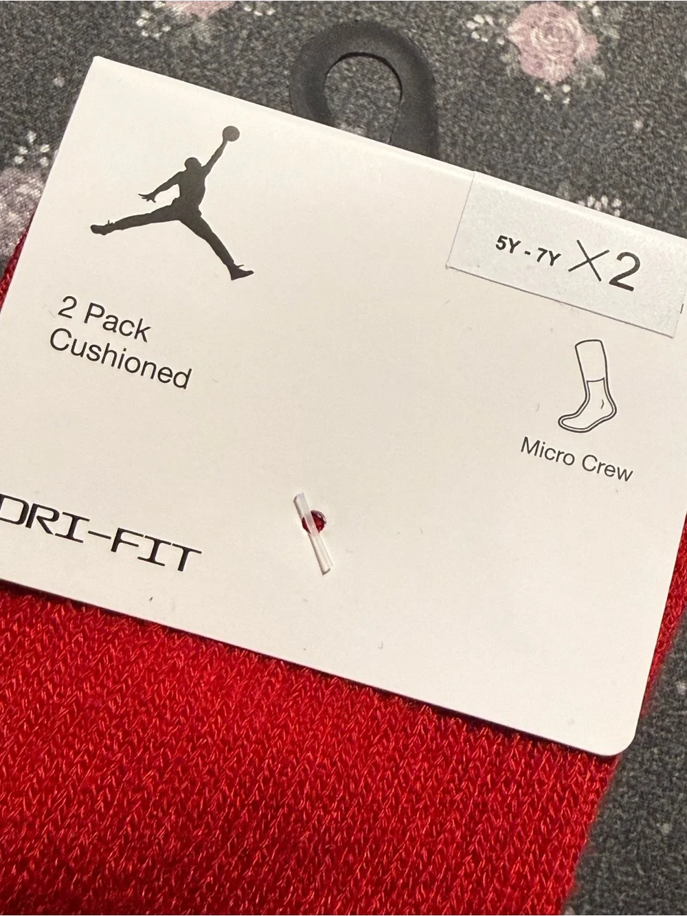 Jordan Red Cushioned Crew Socks 2-Pack with Black Accent
